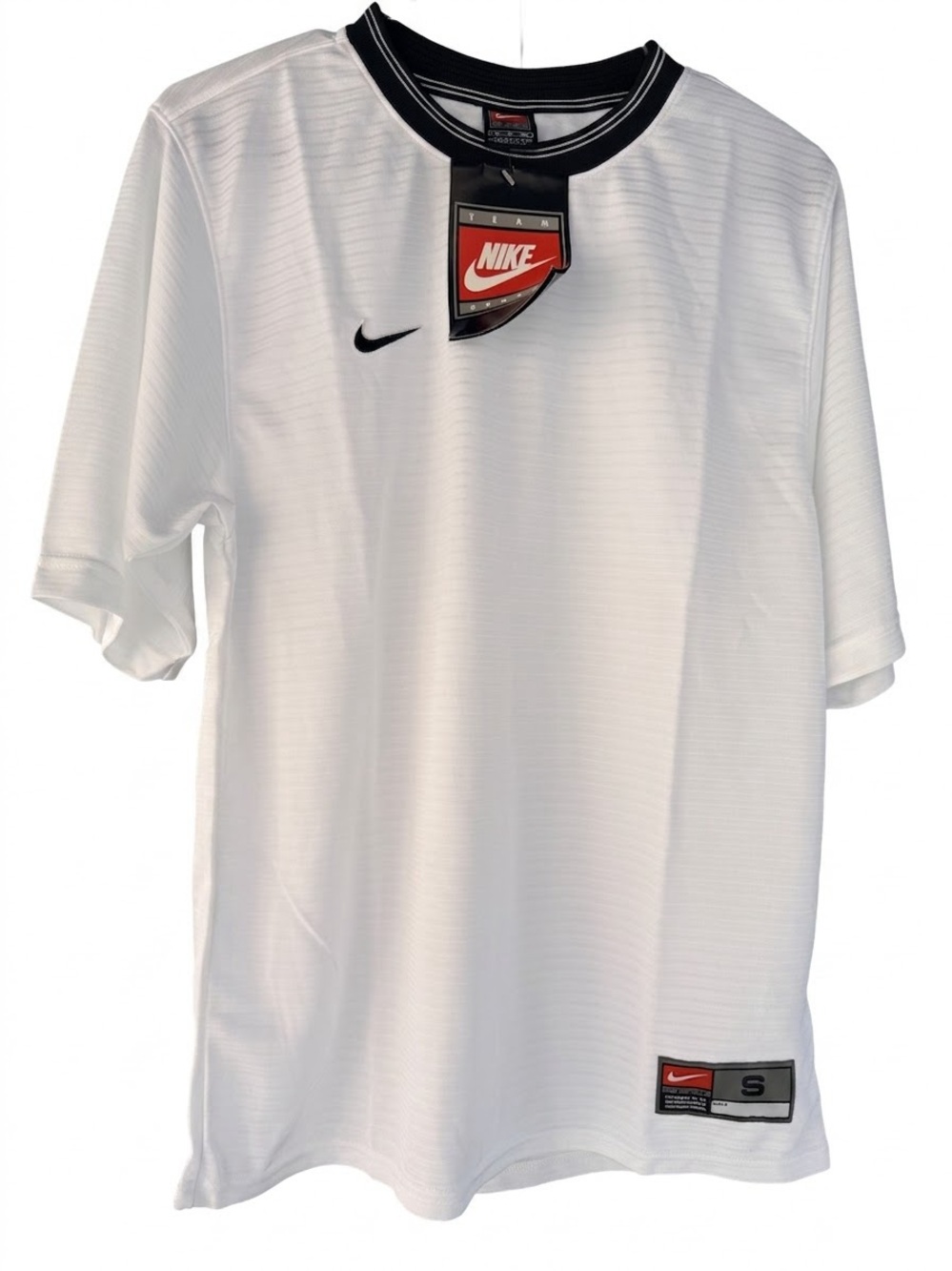 Nike White Short-Sleeve Athletic Shirt with Black Trim